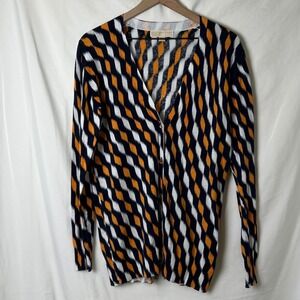 Michael Kors Women  Button Front Cardigan Blue Orange White Size S Casual Office